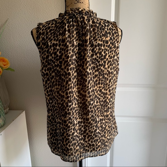 J. Crew Factory Leopard Ruffle Tie-neck Top - Picture 5 of 8
